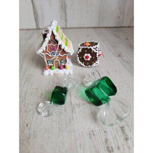 Gingerbread house green candy ornament Xmas tree set